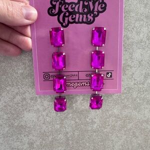 Feed Me Gems Pink Statement Earrings